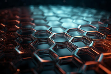 Fototapeta premium close up of hexagons tech background ai generative