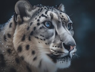 Stunning Snow Leopard Portrait, AI Generated Generative AI