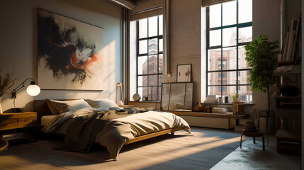 Stylish Modern Boho Style Bedroom Loft in Downtown New York City