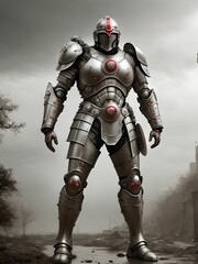 Naklejka premium Robot cyborg posing
