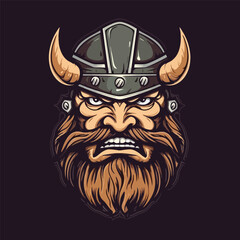 Vector Art of Odin Viking with Helmet