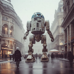 robot in the city - Generated by Artificial Intelligence