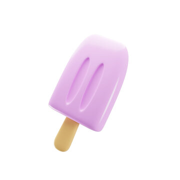 3d rendering ice cream icon with cartoon style. 3d illustration