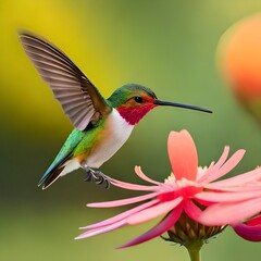 Hummingbird sipping nectar from a blossom