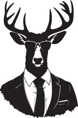 Deer in a business suit and sun glasses Vector Illustration, SVG