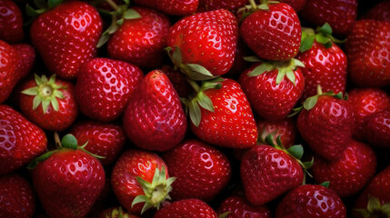 Strawberries background. AI