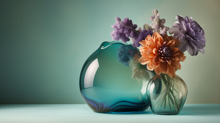 Vase Glass Modern Geometric Vase Flower Minimalistic interior decor Transparent Arrangement Vases for  Living Room ai generative 