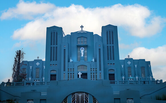 A front view of Church of Shilong.