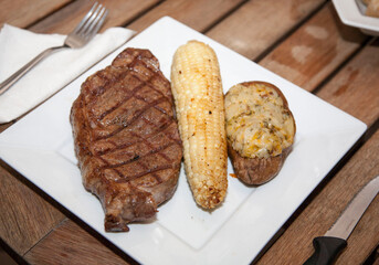 Steak, Corn and Potato