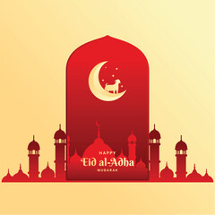 Eid al adha muslim illustration background vector Red