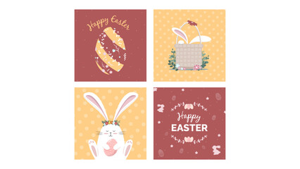 4 Happy Easter Social Media Posts. Posts devoted to Easter. Spring Holiday Graphic Template.