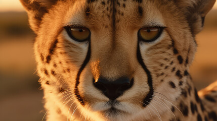 Portrait of a cheetah. It is straight looking into the camera. Generative AI.
