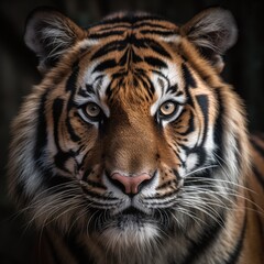 A macro shot of a tiger