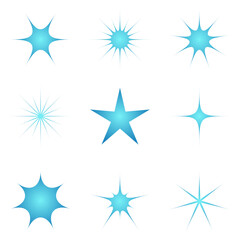 Set of blue stars. Star icons in vector