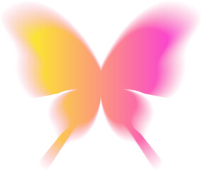 Y2k gradient butterfly. Holographic soft aura. Blurred aesthetic shape.