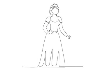 A queen standing with one hand on her waist. Queen one-line drawing