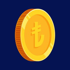 Lira Turkey Gold Coin TRY Turkish Money Isolated