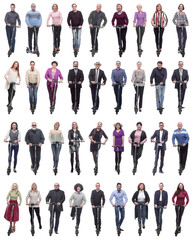 Fototapeta premium group of successful people on scooter isolated