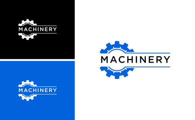 Machinery Industrial Logo Design With Gear Automation Vector	