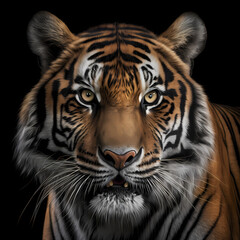 Fototapeta na wymiar Tiger Head Close Up. Generative AI 