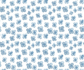 Fototapeta na wymiar seamless blue pattern floral print flower illustration Pansy Flower Pattern. Endless Background. Seamless