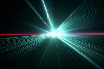 Technology concept. Laser beams and laser technology in dark background with copy space. Generative AI