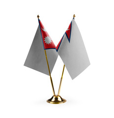 Small national flags of the Nepal on a white background