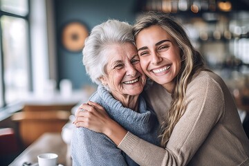 Proud Mother: Mother and Daughter Celebrating the Joy of Motherhood on Mother's Day, generative ai