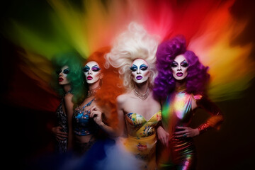 Fototapeta na wymiar Generative AI of colorful and beautiful drag queen. LGTBQ concept.