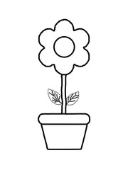 flower in a pot which is in black and white colour