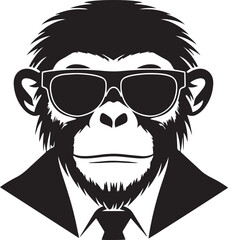 Monkey in a business suit and sun glasses Vector Illustration, SVG