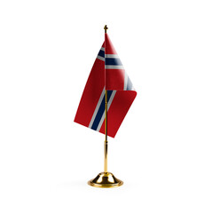 Small national flag of the Norway on a white background