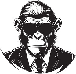 Monkey in a business suit and sun glasses Vector Illustration, SVG