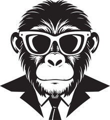 Monkey in a business suit and sun glasses Vector Illustration, SVG