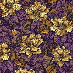 Küchenrückwand glas motiv seamelss purple and yelow floweres © Buzz