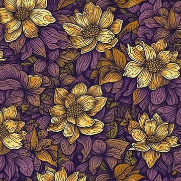 seamelss purple and yelow floweres