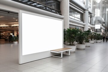 Spotless White Advertising Board Mockup Situated in a Vibrant Retail Space
