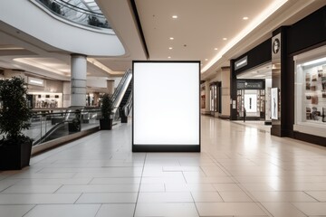 White Mockup Billboard in a Lively Public Shopping Hub