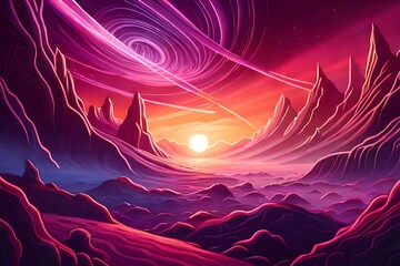 landscape with mountains and clouds, ai generative. 