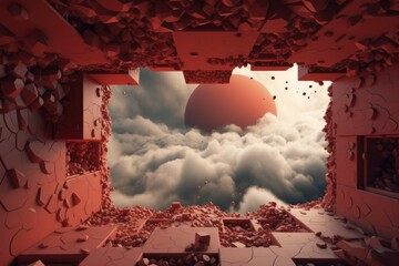 Surreal Fantasy Clouds Geometric Wallpaper