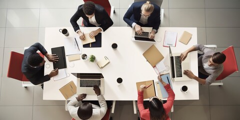 Dynamic Collaboration: A Bird's-Eye View of a Modern Workspace