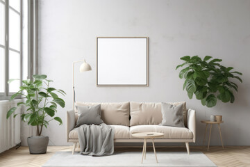 Scandinavian Living Room Poster Frame Mockup