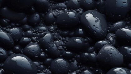 Shiny black stones close up ai generative