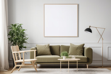 Scandinavian Living Room Blank Poster Mockup