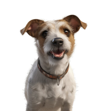 Portrait dog smiling with tongue on a transparent background.