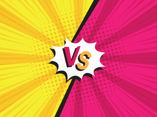 abstract comic book, pop art vs, versus, duel fight cartoon with speech bubble halftone dotted