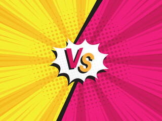 abstract comic book, pop art vs, versus, duel fight cartoon  with speech bubble halftone dotted