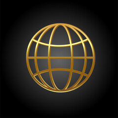 Golden globe logo. Globe vector icon