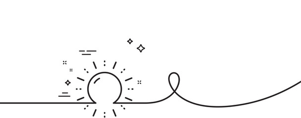 Sun energy line icon. Continuous one line with curl. Solar sign. Ecology power symbol. Sun energy single outline ribbon. Loop curve pattern. Vector