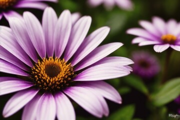 Obraz premium Pattern of pink, violet gerbera, bright flowers, colorful daisy-like flowers from early spring garden. Generative AI